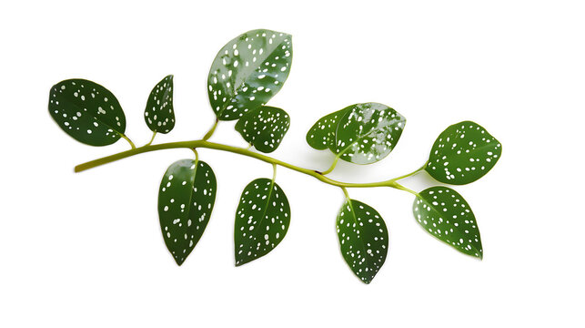 Green Leafy Stem with Unique White Spotted Pattern on Leaves