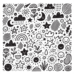 Set of hand-drawn pattern vector images featuring unique, intricate designs. Perfect for backgrounds, textiles, or creative projects. High-quality, scalable, and versatile digital artwork.