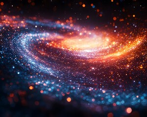 Obraz premium Colorful Swirling Galaxy with Vibrant Shimmering Stars and Planets in Cosmic Dance