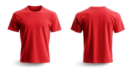 Minimalist Red T-Shirt Mockup on White Background. Generative AI