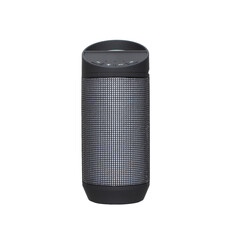 Portable wireless Bluetooth connectivity speaker isolated on white background. 