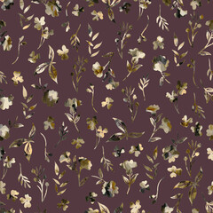 Hand-Drawn Seamless Pattern with Floral Elements