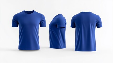 Blue T-Shirt Mockup on White Background. Generative AI