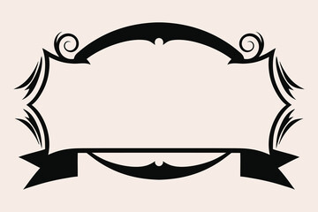 
dcorative scroll Elegant frame with ribbon banner, blank space writing for text calligraphy lettering Header frame Vintage Ribbon, Filigree Ornate border menu ornaments design Elements

