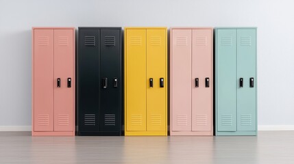 Colorful Lockers in Modern Interior Space for Storage and Organization