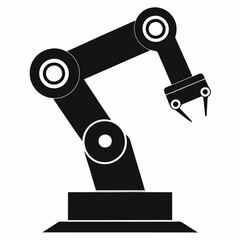 Industrial Robot Arm Silhouette Vector