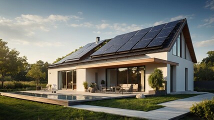 Solar-Powered Modern Home: Serene Sunset Architectural Design