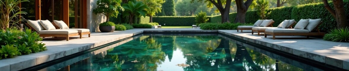Water feature reflects calm atmosphere in tranquil seating area, water, natural, still