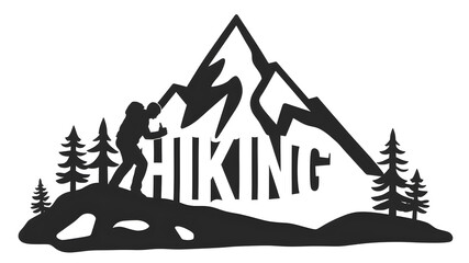 Hiking logo icon on white background. Generative AI