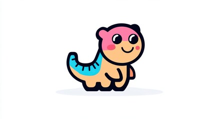 Obraz premium Adorable Cartoon Dinosaur Illustration Cute Baby Dino Character Design Perfect for Kids