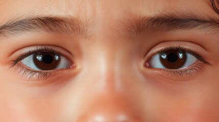 A close-up of a child face showing a swollen lower eyelid from barley, with a calm expression on a neutral background
