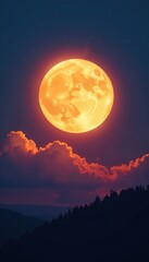 Luminous moon glowing brightly in the late afternoon sky, evening atmosphere, soft focus