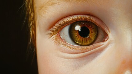 Naklejka premium A close up of a child inflamed lower eyelid from barley, showing clear details of swelling and redness