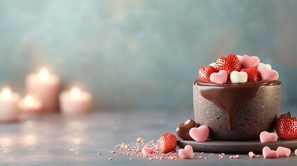 Romantic Chocolate Cake with Strawberries - Romantic