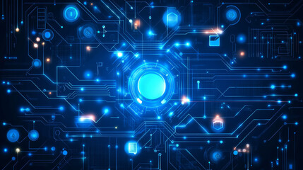 Fototapeta premium Futuristic blue digital circuit board background