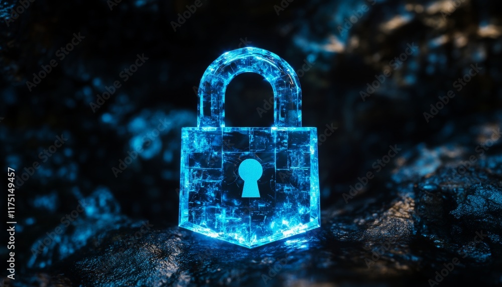 Aufkleber digital padlock icon on dark background a symbol of data security with glowing blue effect