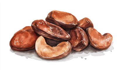 Salted cashew nuts isolated on white background
