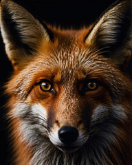 Fototapeta premium Orange fox professional photo with dark background captured in vivid detail