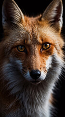 Obraz premium Orange fox shot in dramatic professional quality against dark moody background