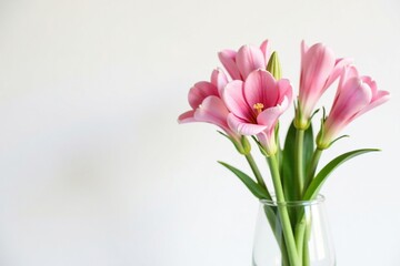 Fototapeta premium Tuberose flowers and stems in a vase on a white background, floral, nature, bouquet