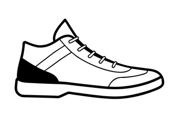 Basketball Shoes Side Profile Silhouette Icon on White Background - Sports Footwear Design