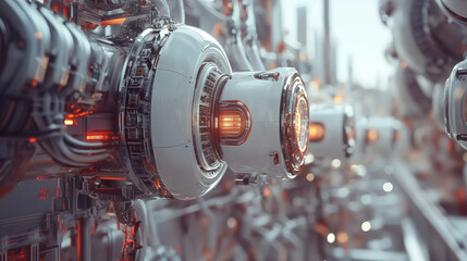 Obraz premium Futuristic machinery with glowing elements