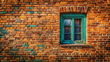 Fototapeta premium Rustic Old Brick Wall with Window - Grunge Texture Background