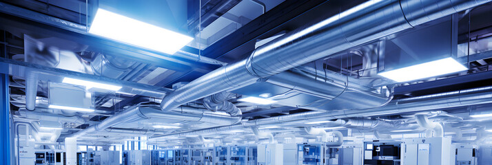 Detailed View of a Modern HVAC System Installed in a Commercial Building