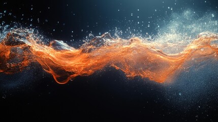 Dynamic Flow of Liquid Orange Against Black Background. Generative AI