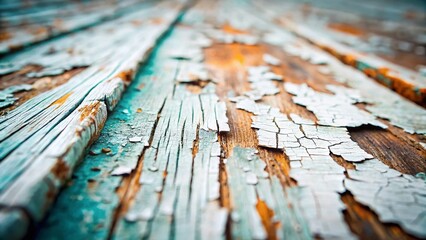 Fototapeta premium Rustic Whitewashed Wooden Background Texture with Copy Space - Tilt-Shift Photography