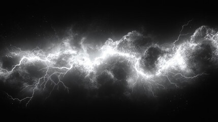 Lightning Effect on Black Background. Generative AI