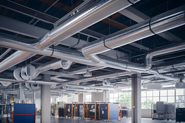 Detailed View of a Modern HVAC System Installed in a Commercial Building