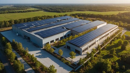 Solar-Powered Industrial Complex: A Serene Aerial View