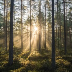 Fototapeta premium Sunset in the forest