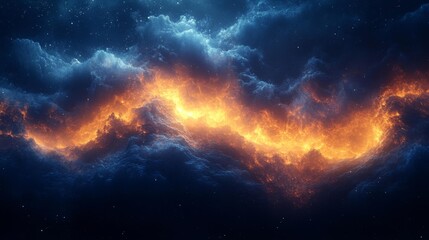 Fototapeta premium Dynamic Fiery Energy Wave in a Starry Night Sky. Generative AI
