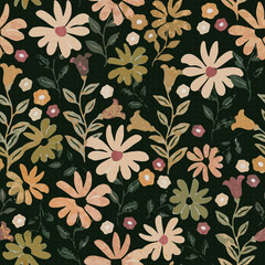 Seamless All-Over Floral Pattern with Vibrant and Elegant Flower Designs