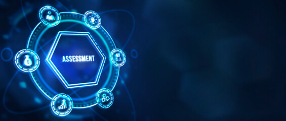 Fototapeta premium Internet, business, Technology and network concept. Assessment analysis evaluation measure. 3d illustration
