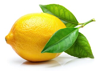 Vibrant lemon, fresh leaves: minimalist photography showcasing organic, healthy citrus.