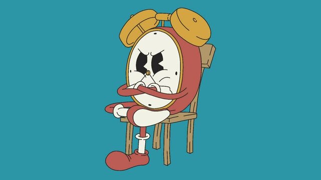 waiting clock retro cartoon animation mascot