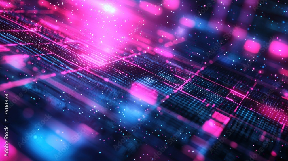 Poster abstract digital data stream flowing through cyberspace