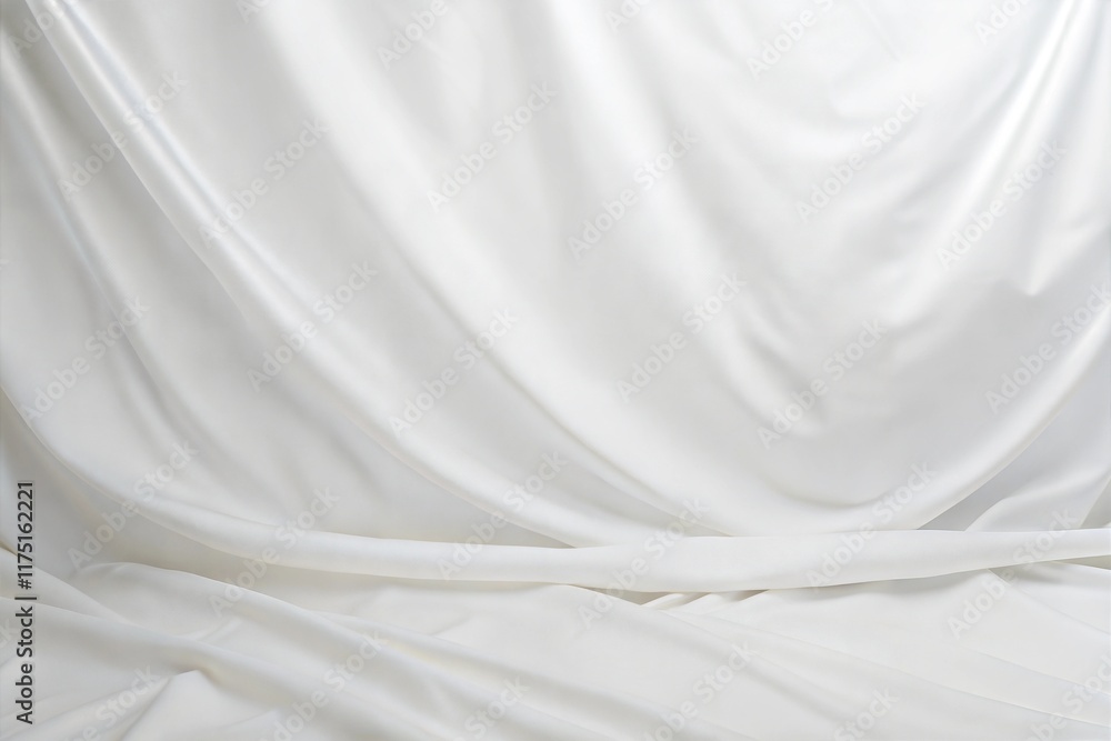 Poster soft, white fabric flows gracefully across a plain surface, creating a tranquil and minimalist backd