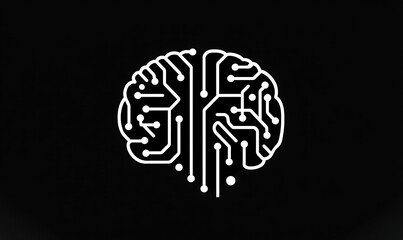 An illustration a modern artificial intelligence icon featuring a brain circuit ai tech concept icon ,


