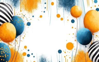 Festive Balloons Abstract Background Orange Blue White Party Decor