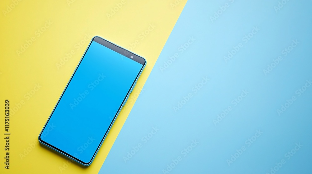Poster Budget management app shown on a smartphone with a clean background Stock Photo with side copy space