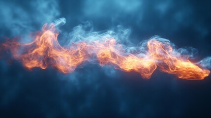Abstract Gas Flame on Blue Background. Generative AI