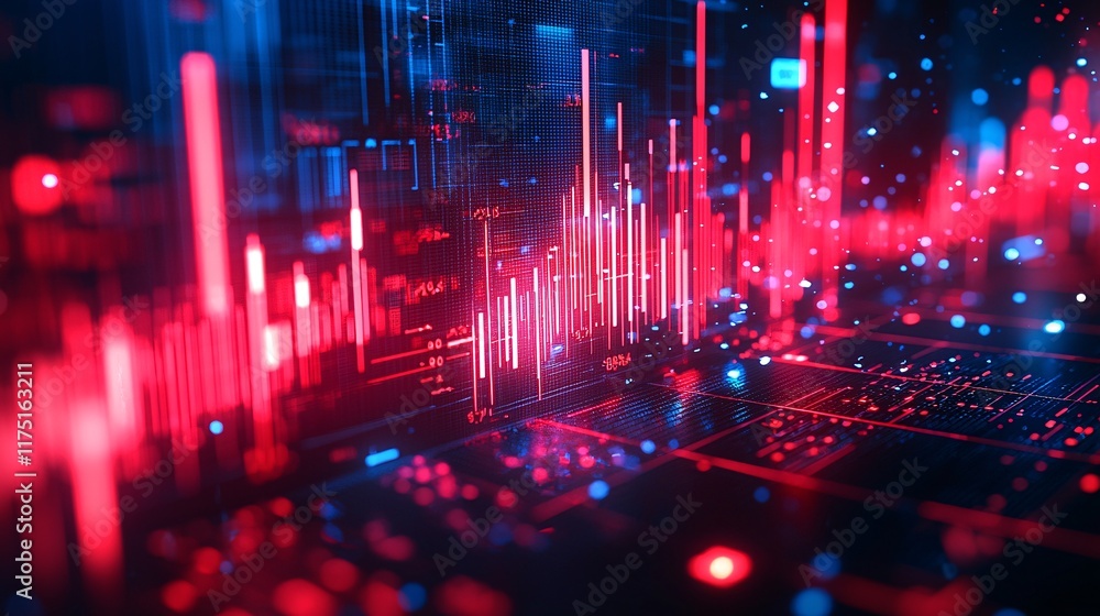 Poster budget management charts and graphs on a laptop screen stock photo with side copy space