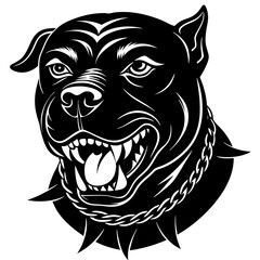 Ferocious Rottweiler: Snarling with Gritted Teeth, Piercing White Eyes, and Chain Collar