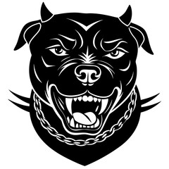 Ferocious Rottweiler: Snarling with Gritted Teeth, Piercing White Eyes, and Chain Collar