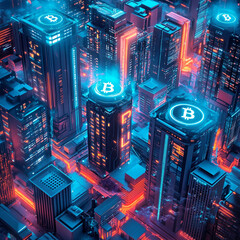 business centers with bitcoin sign 