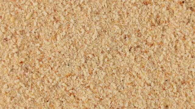 Dry bread crumbs texture circle rotation close up